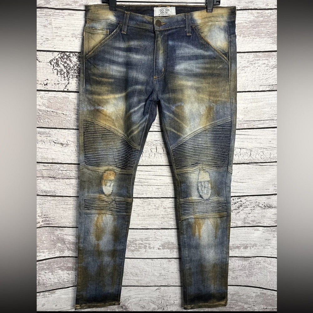 Golden Los Angeles Men’s 34 Distressed Skinny Tapered Denim Jeans